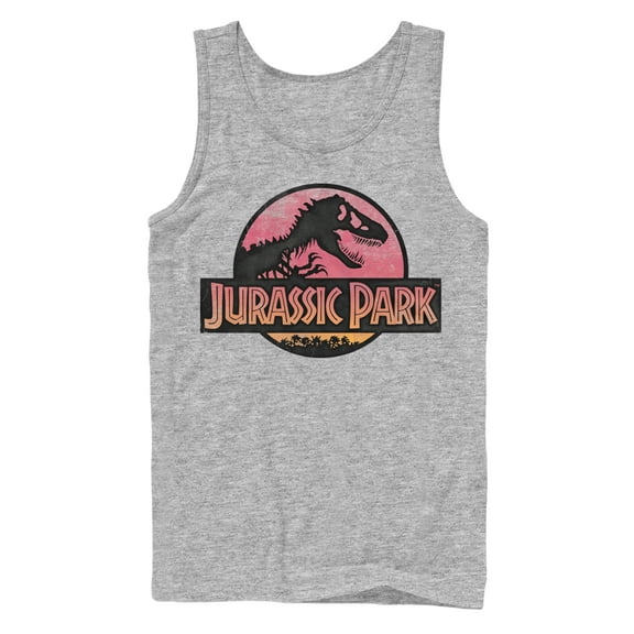 Men's Jurassic Park Logo Sunset  Tank Top Athletic Heather 2X Large