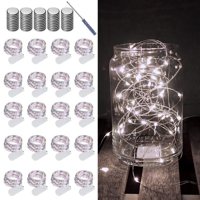 Luz de hadas LAMPHOME paquete de 20 unidades alambre plateado 2 m