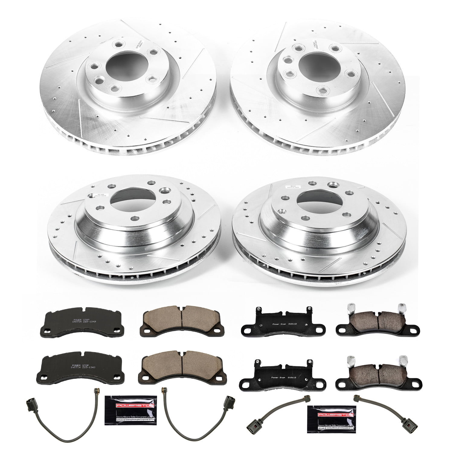 PowerStop Front and Rear Z23 Evolution Sport Carbon-Fiber Ceramic Brake Pad and Drilled & Slotted Rotor Kit Fits: PORSCHE VOLKSWAGEN Select Models K6650
