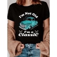 thumbnail image 1 of Camiseta clásica con estampado de camión vintage para mujer, cuello redondo, manga corta, 100 % algodón, largo regular, ideal para todas las estaciones., 1 of 7