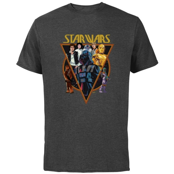 Star Wars Classic Art Characters and Logo Retro Vintage - Short Sleeve Cotton T-Shirt for Adults - Customized-Charcoal