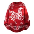 thumbnail image 4 of KKBOTIVE 2026 Sweater for Mens Casual Horse Graphic Fashion Crew Neck Long Sleeve Sweaters Jacket Men's Year Themed Outerwear, Red Size: L, 4 of 4