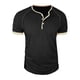 thumbnail image 5 of Tops para hombre, blusas y camisas de manga corta con cuello redondo para hombre, blusa informal de moda con botones y parches lisos, blusa de manga corta para hombre, blusa de poliéster para hombre, 5 of 7