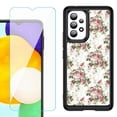 thumbnail image 1 of Shockproof Bumper (Black Frame) phone Case for Samsung Galaxy A23 5G, with Tempered Glass Screen Protector, by OneToughShield ® - Floral/Rose, 1 of 4