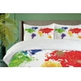thumbnail image 4 of Ambesonne Map Duvet Cover Set, World Map Art, 2-Calking, Red Purple and Yellow, 4 of 6