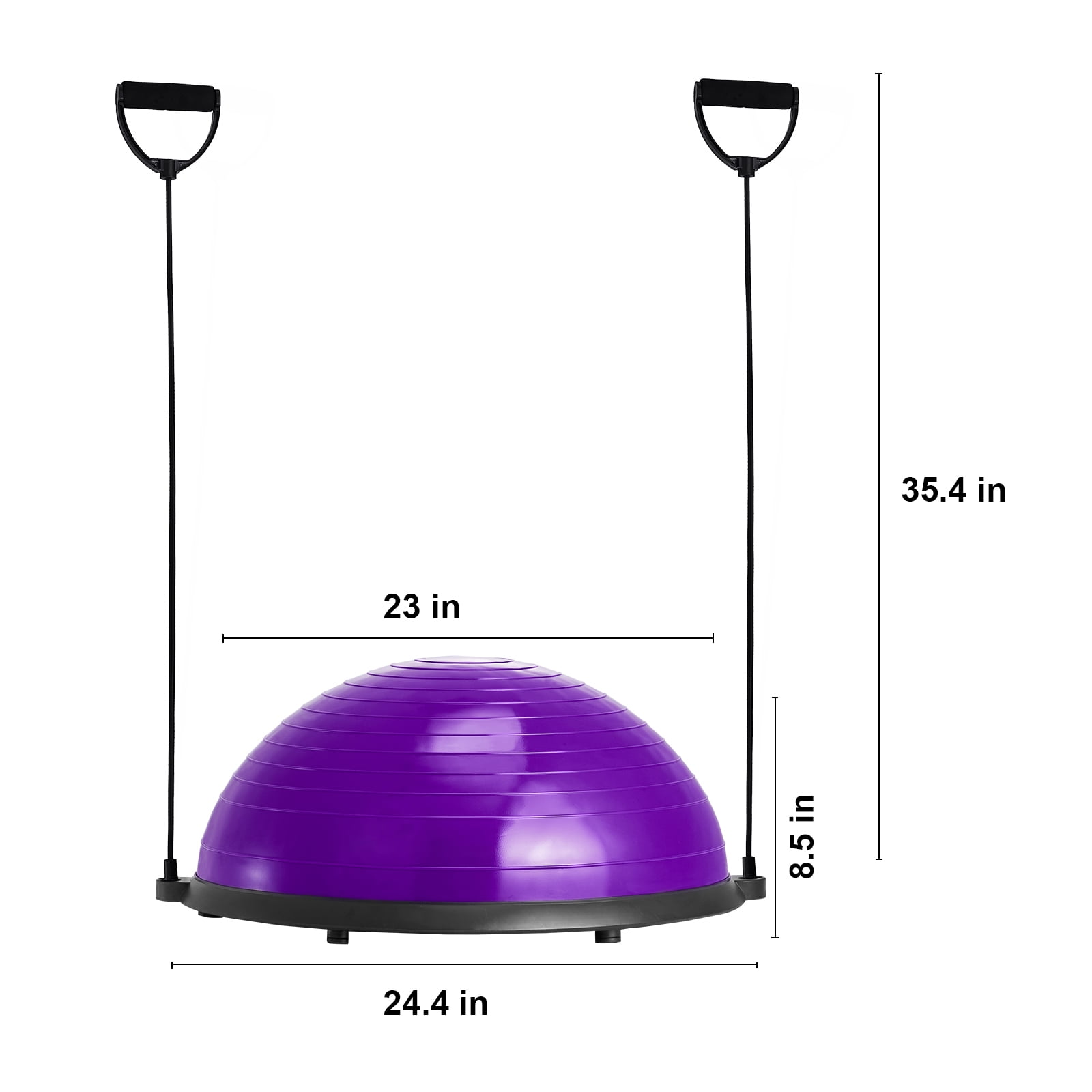KFFKFF Semi Fitness Ball Equipment, 23-inch Equilibrium Ball Device, 660lbs Capacity Ball, Yoga Sphere with Resistance Loops & Foot Inflator, for Domestic Gym, Comprehensive Body Exercise, Violet