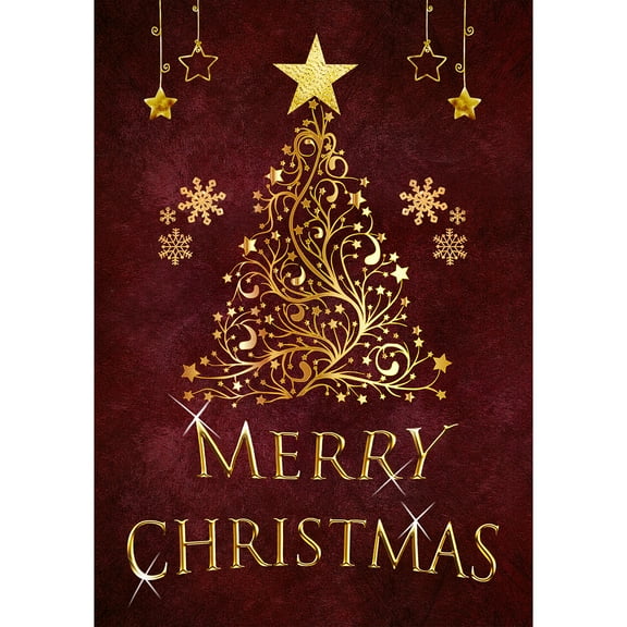 America Forever Merry Christmas Garden Flag 12.5 x 18 Inch Double Sided Outdoor Yard Decorations Winter Holiday Ornament Star Golden Christmas Tree Flag