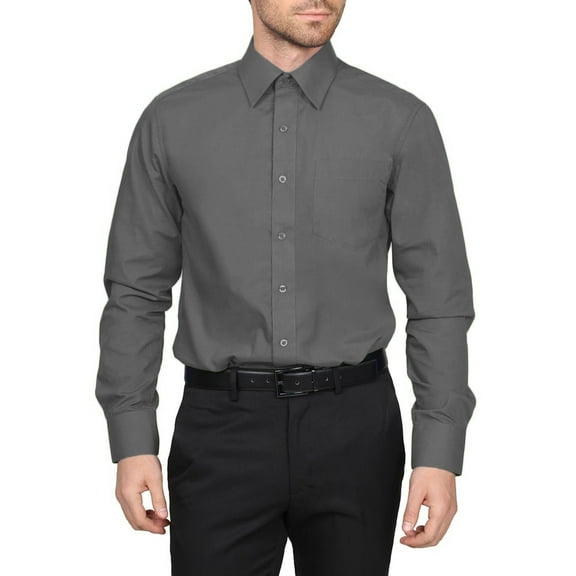 Men's Berlioni Long Sleeve Regular Fit Button Up Solid Dress Shirt