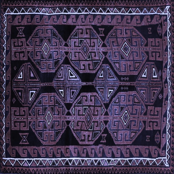 Ahgly Company Machine Washable Indoor Square Persian Blue Traditional Area Rugs, 7' Square