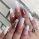 thumbnail image 1 of Uñas postizas UBIUO brillantes con forma de ataúd largo, con pegamento, lentejuelas brillantes, degradado rosa, de lujo, con pegamento para uñas, para salón de manicura DIY, GIF, 1 of 4