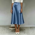 thumbnail image 5 of Ashirexll Midi Skirts for Women Casual Solid Color Elegant Texture Satin A-Line Midi Skirt for Work Daily, 5 of 7