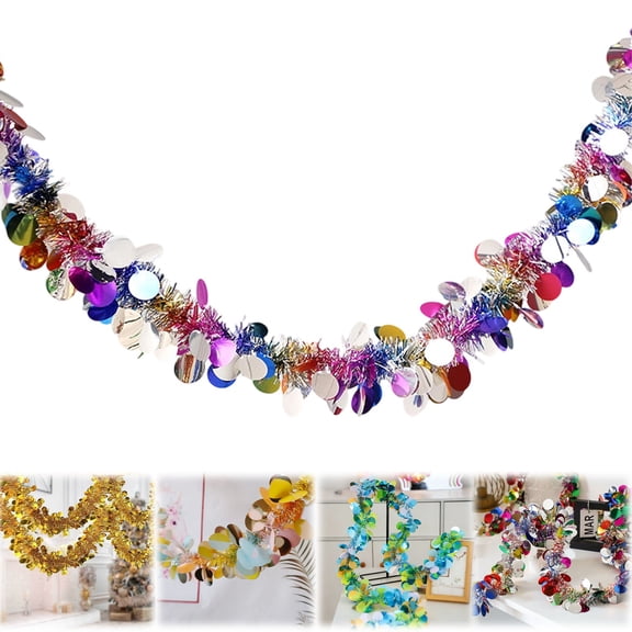 Colorful Ribbon Decorations,Easter Garland Decor 6.5Ft Glitter Spring Garland Decorations for Tree Mantle Bedroom Classroom indoor Outdoor Holiday Home