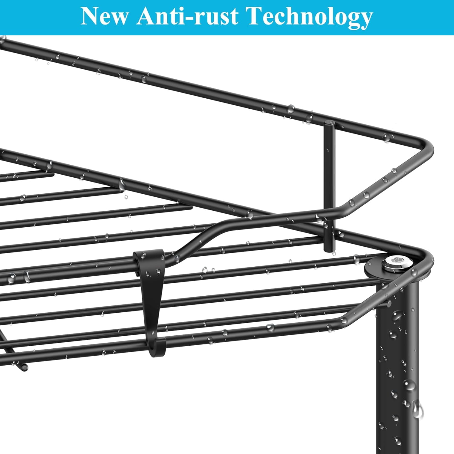 4-Tier Floor Standing Corner Shower Caddy Organizer Shelf with Hooks, Bathroom Shelves Stand Rack, Black