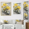 thumbnail image 4 of Designart "Geraniums Bouquet In Yellow And Grey I" Geraniums Floater Framed Canvas Wall Art, 4 of 5
