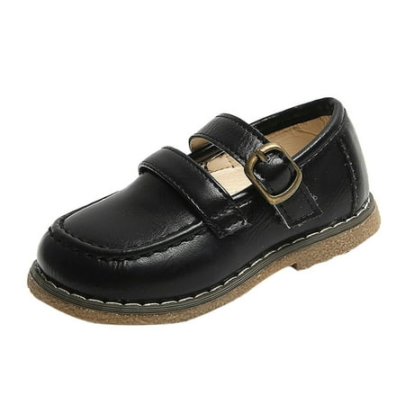 

nsendm Toddlers Shoes Girls Size 6 Fashion Autumn Girls Casual Shoes Flat Round Toe Lightweight Solid Color Buckle Shoes Black 5.5 Years
