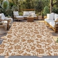 thumbnail image 2 of Brown Floral Outdoor Rug for Patio/Deck/Porch, Non-Slip Large Area Rug 5 x 7 Ft, Vintage Rustic Flowers Botanical Spring Indoor Outdoor Rugs Washable Area Rugs, Reversible Camping Rug Carpet Runner, 2 of 8