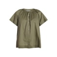 thumbnail image 6 of Time and Tru Women's Cotton Button Up Blouse with Short Sleeves, Sizes XS-XXXL, 6 of 6
