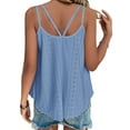 thumbnail image 4 of UVN Spaghetti Strap Tank Tops for Women Summer Sleeveless Tops Eyelet Embroidery Flowy Shirts Scoop Neck Loose Cami, 4 of 8