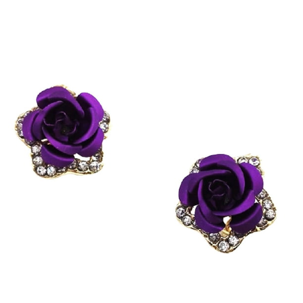 WREESH Fashion Jewelry Flower Rhinestone Earrings For Women Summer