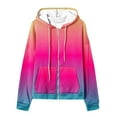 thumbnail image 4 of Gradient Color Hooded Cardigan Women Casual Long Sleeve Hoodie Colorful Fashion Coat Full Zip Jackets for Winter, 4 of 5