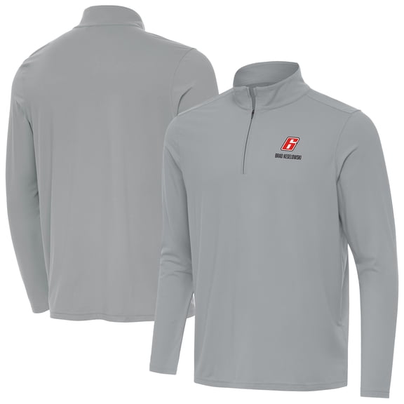 Men's-Antigua  Gray Brad Keselowski Intent Quarter-Zip Top