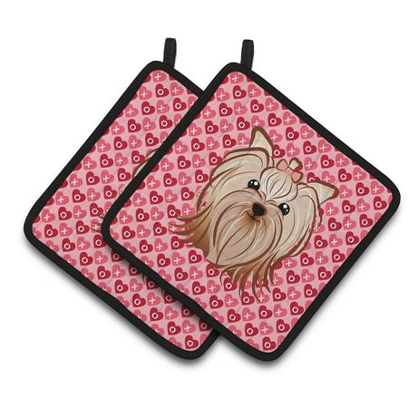 

Caroline s Treasures Yorkie Yorkishire Terrier Hearts Pair of Pot Holders