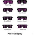 thumbnail image 3 of Gafas de fiesta LED Gafas LED recargables por USB para regalos de fiesta con 8 patrones Pantalla LED Parpadeo rápido opcional para decoraciones de cumpleaños (rosa) brillar Electrónica, 3 of 5