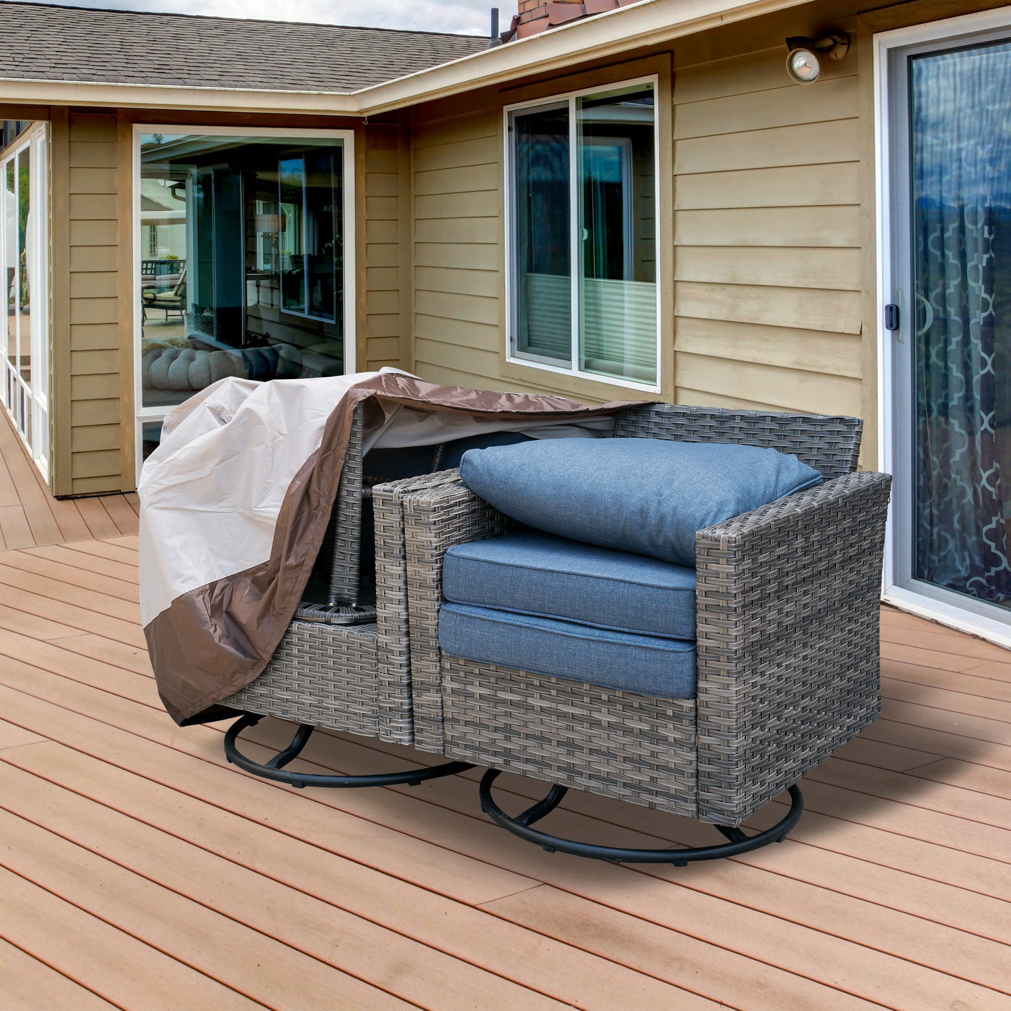 OVIOS Patio Furniture Covers Waterproof Rectangular Outdoor Furniture Cover Weatherproof Heavy Duty 210D Polyester Cover for Patio Table and Chair Set 58x31x29 inches