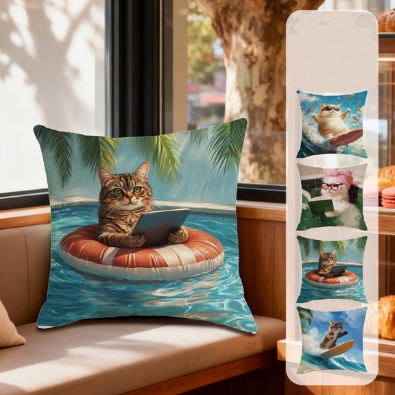 FEOLGEHLY Animal Series Decorative Throw Pillow Covers 18x18 in, Cute & Playful AnimalPrint Patterns Soft Cushion Covers for Couch Recliner Bed Living Room Home Decor, Machine Washable (B)