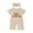 Beige, variant on enyan Newborn Baby Girl Summer Outfit Romper Little Sister Lil Sis Embroidery Ruffle Collar Jumpsuit Infant Waffle Clothes(Pink,3-6 Months)