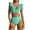 Mint Green-06, variant on Lopeceal Women High Waisted Bikini Sets Tummy Control Swimsuits Ruffle Sleeve Two Piece Bathing Suit V Neck Swimwear