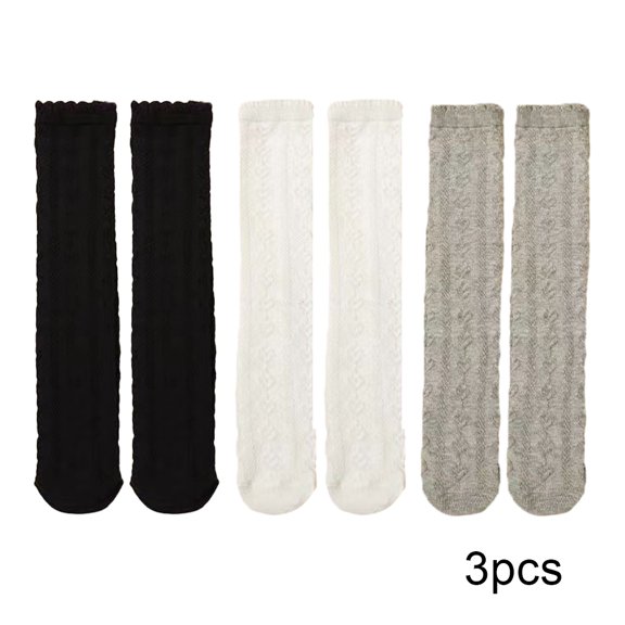 LYMAYTER Kids Girls Knee High Socks 3 Pairs Spring Summer Breathable Mesh Calf Socks Toddler Lace Thigh High Socks for 3-12 Years