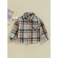 thumbnail image 2 of hirigin Kids Plaid Shirt Jacket Autumn Casual Vintage Long Sleeve Button Down Jackets with Pockets for Toddler Baby Boy Girl, 2 of 8