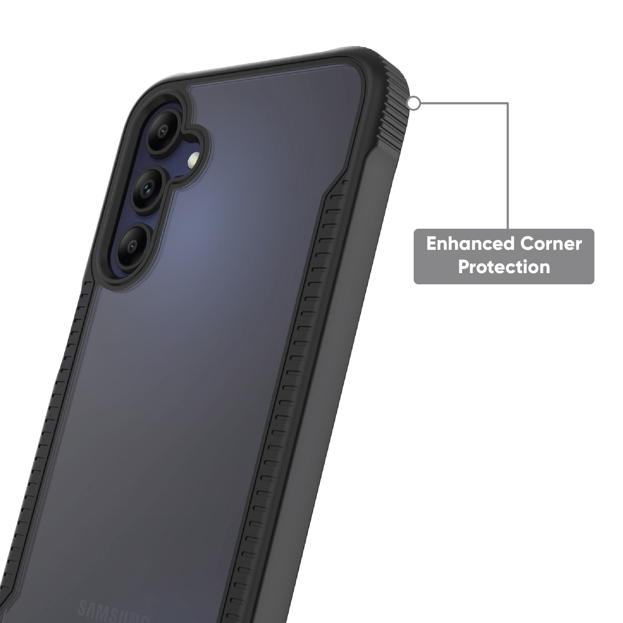onn. Dual-Layer Phone Case for Samsung Galaxy A15 5G - Gray/Clear