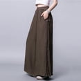 thumbnail image 4 of Pantalones anchos finos de algodón y lino para mujer, pantalones hasta el tobillo holgados y transpirables de cintura alta para primavera y verano, pantalones de pierna ancha para mujer, 4 of 5