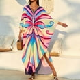 thumbnail image 4 of WULMLEO Kaftan Dresses for Women V Neck Batwing Sleeve Moomoo Nightgowns for Swimwear Plus Size Colorful Dresses Hot Pink One Size, 4 of 6