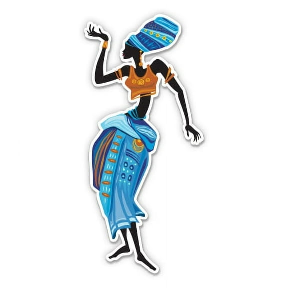 African Woman Traditional Wear - 3" Vinyl Sticker - For Car Laptop Water Bottle Phone - Waterproof Decal