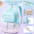 thumbnail image 3 of Gradient Backpack for Girls, 3 PCS Waterproof Kids Backpack with Lunch Box & Pencil Case, Pink Blue, 3 of 7