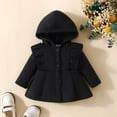thumbnail image 2 of JUMEYU Baby Girl Winter Coat Infant Toddler Baby Girls Hooded Ruffle Button Coat Winter Outerwear 12 18 Months (Black,12-18 Months), 2 of 9
