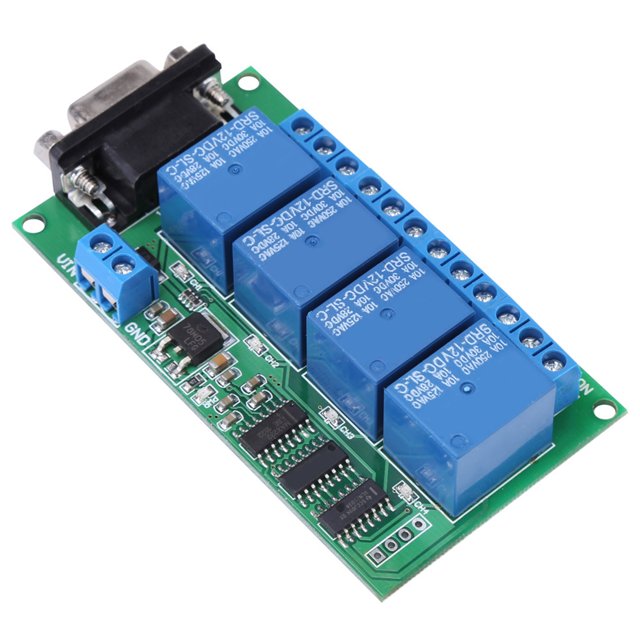 12V 4 Channel DB9 RS232 Relay Board Remote Control UART Serial Port Switch, Suitable For Car Motor