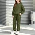 thumbnail image 4 of BXJX Girls Outfit Sets, School Long Sleeve Outdoor 2 Piece Hoodies and Joggers Sets Army Green Size 10-11 T, 4 of 7