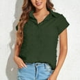 thumbnail image 3 of Bigersell Womens Short Sleeve Tunic Tops Women's Casual Summer Chiffon Short Sleeve Button Cardigan Shirt Tops Blouse Big & Tall Lace Crew Neck Short Sleeve Tops Style B53042 Army Green M, 3 of 6