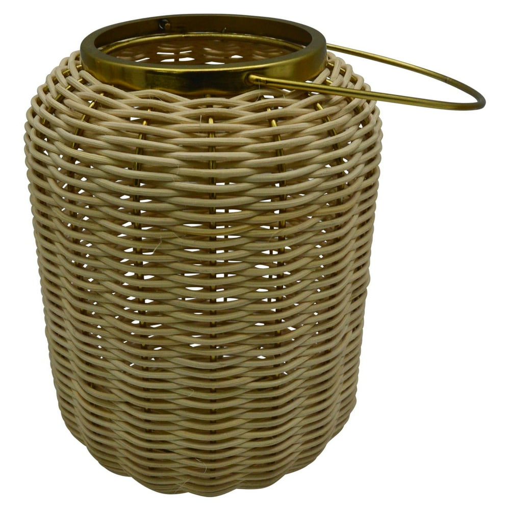 SageBrook Home Rattan Wicker Hurricane Candle Holder