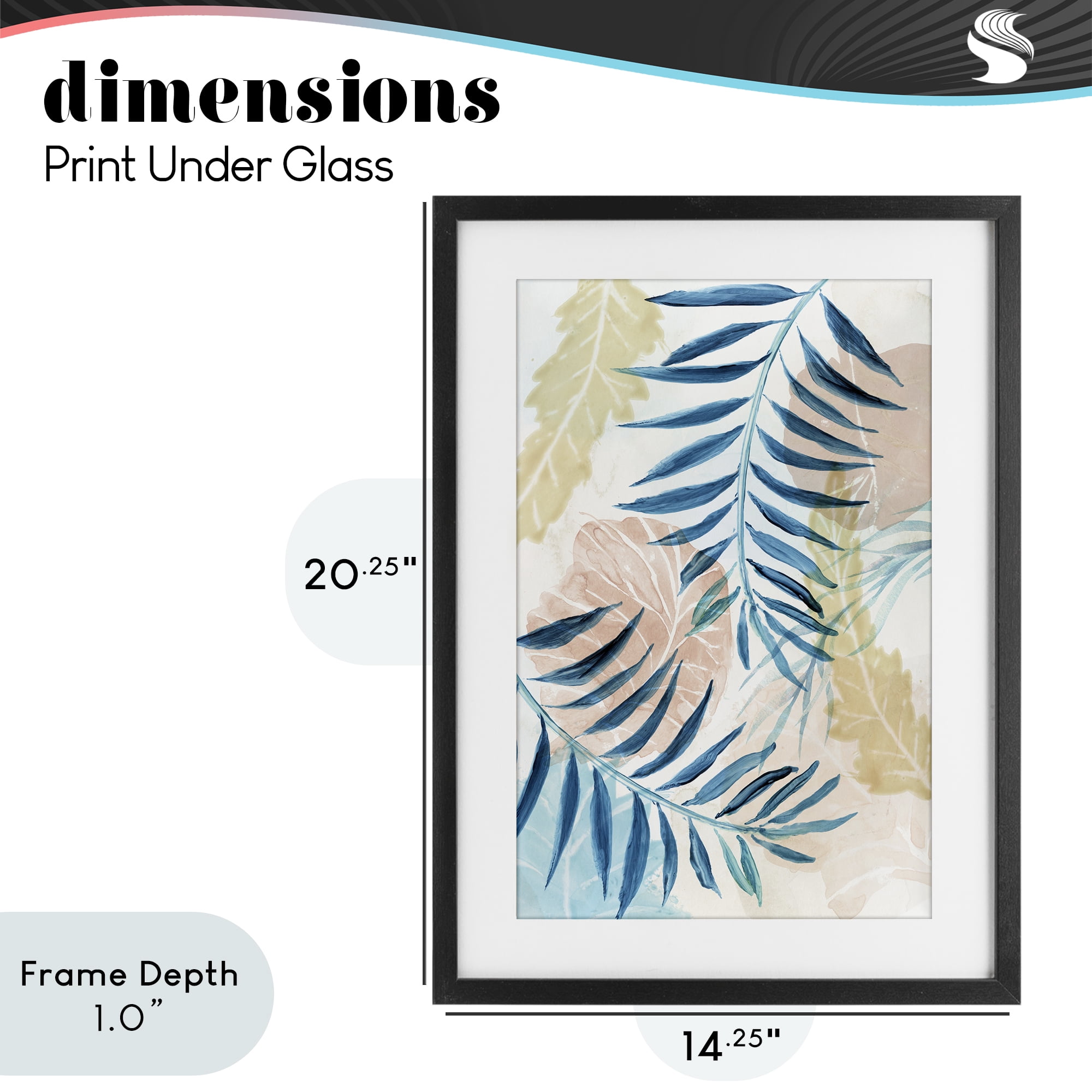 Stupell Industries Palm Fronds in Pastel Haze Black Framed Print Under Glass, design by Nan