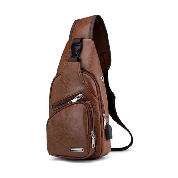 ELORIAH Leather Crossbody Bag Men,Multi-Functional Sling Bag for Men,Compact Crossbody Bag for Travel and Daily Use