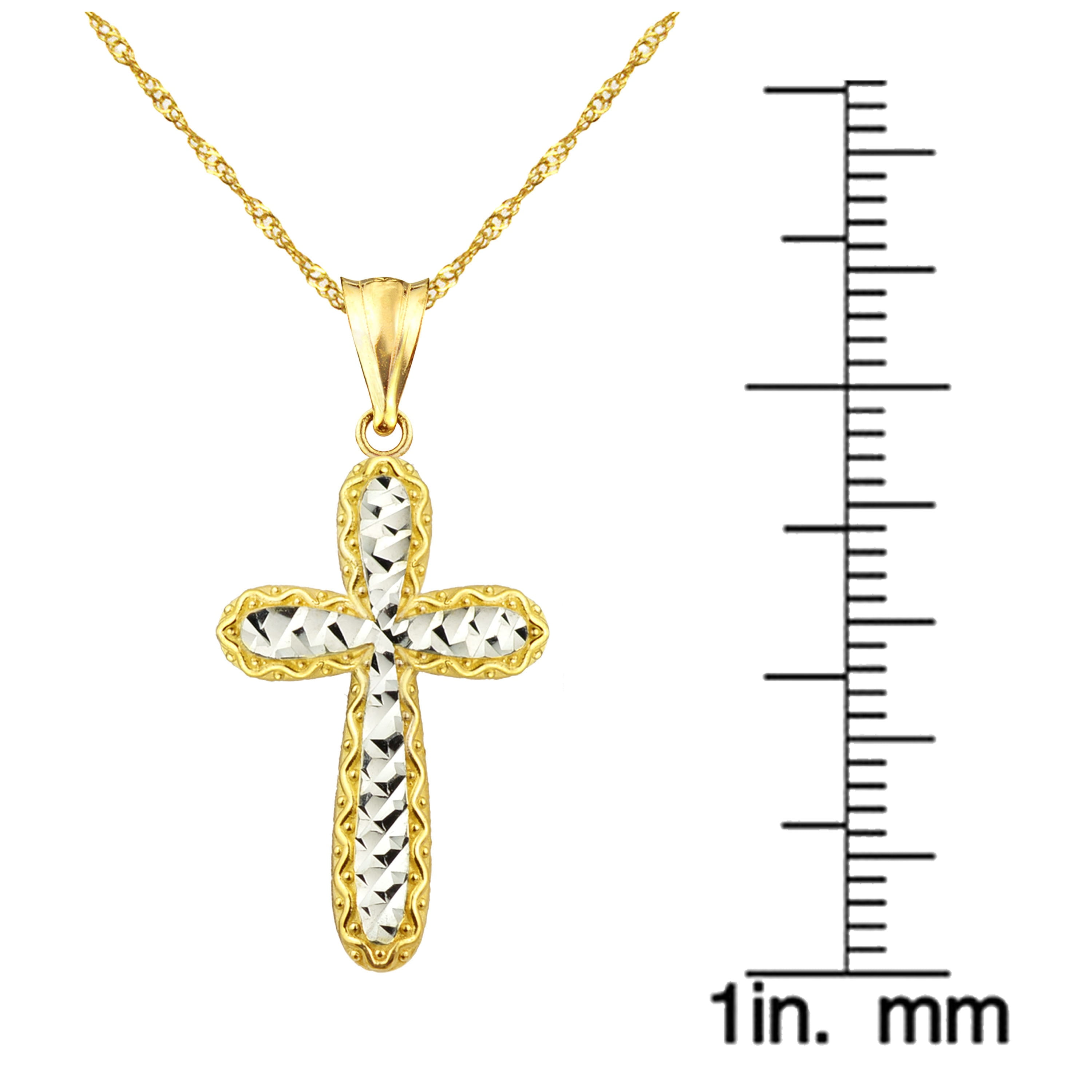 US GOLD Handcrafted 10kt Gold Diamond-Cut Cross Charm Pendant