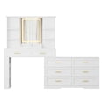 thumbnail image 2 of ELYKEN Makeup Vanity Desk with LED Mirror, 8 Drawers, 78"W, White, 2 of 11