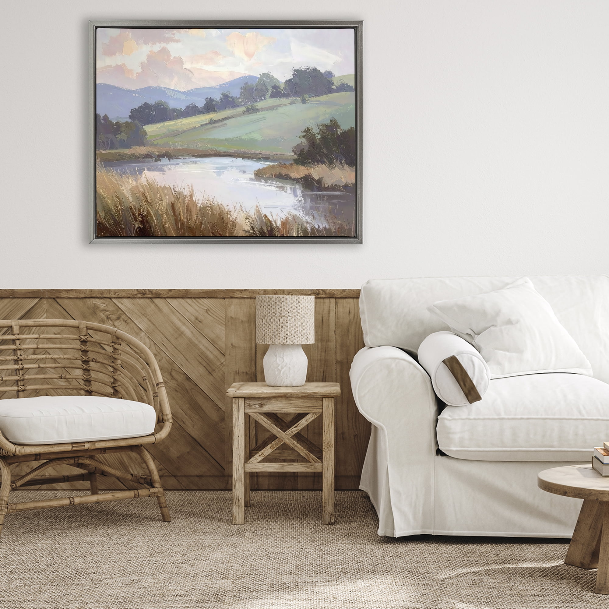 Stupell Industries Subtle Distant Mountains Gray Framed Floater Canvas Wall Art, design by Alonza Saunders