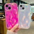 thumbnail image 6 of iPhone 13 Holographic Case, Cute Laser 3D Water Ripple Bling Glitter Luxury Wave Shape Phone case for Women Girls Silicone Protection Cover (Fluorescent White), 6 of 16