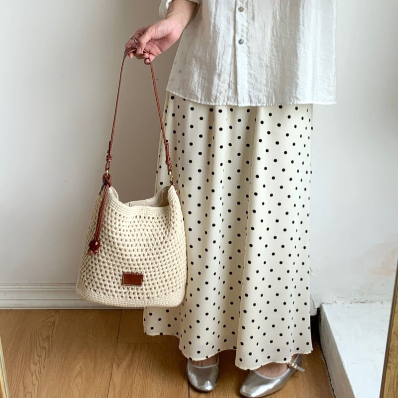 PRIYAL Women Small Cotton Crochet String Bag Handwoven Summer Beach Bag Knitted Vacation Shoulder Bag Purse Handbag